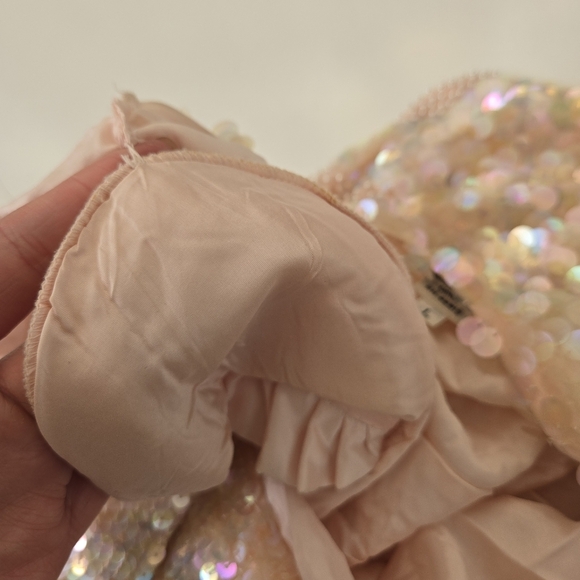 VTG Large Pink Ivory Full Sequin Glam Silk Evening Blouse 80s Beaded Iridescent‎ - Picture 14 of 16